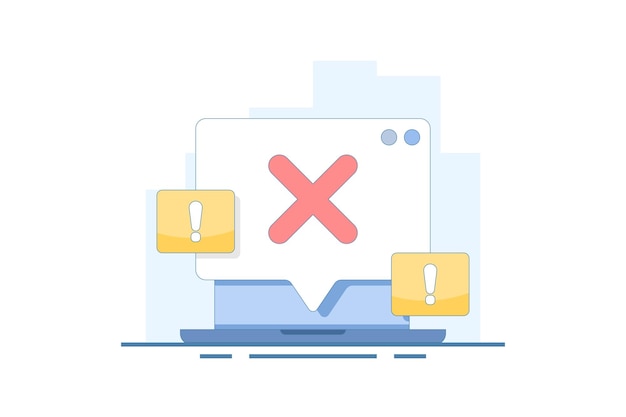 illustration vectorielle du concept de défaillance ou d'erreur du système avec des informations et des avertissements