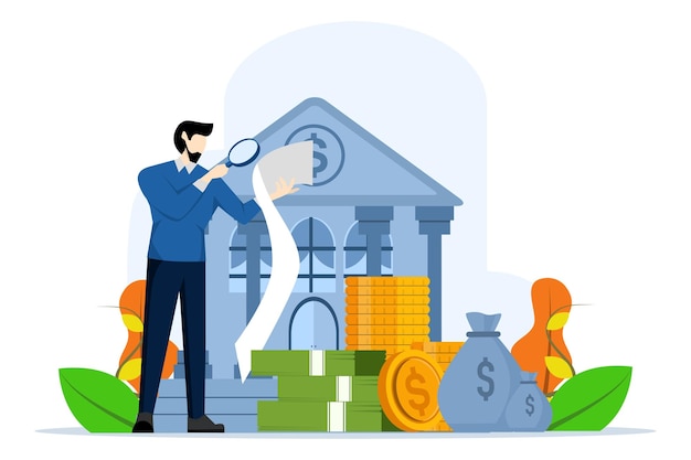 illustration vectorielle du concept de gestion financière avec un personnage comptant de l'argent pour l'épargne
