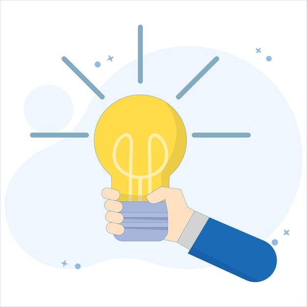 illustration vectorielle du concept d'idée financière avec la main et l'ampoule