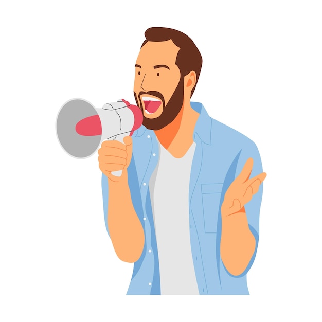 Vecteur illustration vectorielle du concept d'une personne tenant un mégaphone