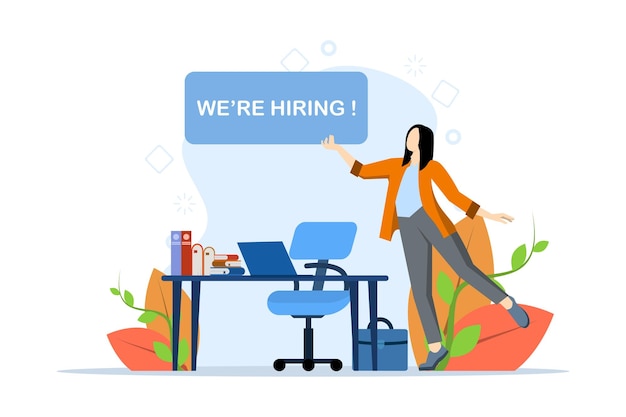 illustration vectorielle du concept de service de recrutement ou d'embauche d'employés et de recherche d'un candidat à un emploi