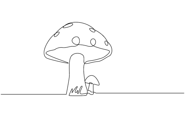 Illustration vectorielle du contour d'un champignon dessinée à la main