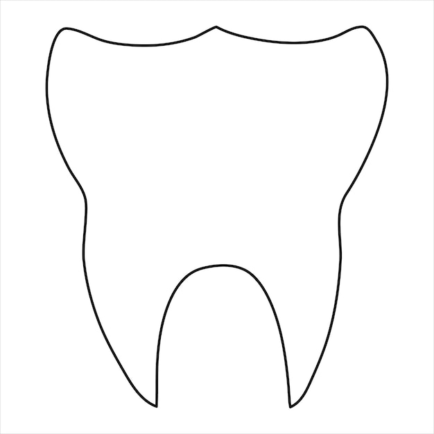 Vecteur illustration vectorielle du contour de l'icône de la dent, dessin artistique en ligne continue et design minimaliste