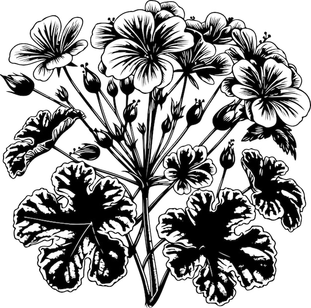 Illustration vectorielle du contour noir du géranium