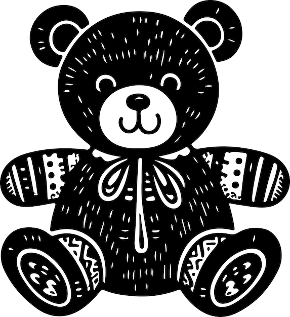 L'illustration vectorielle du contour noir de l'ours de jouet
