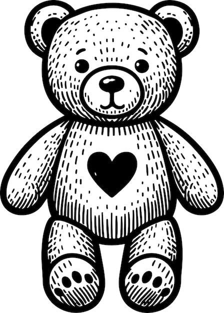 L'illustration vectorielle du contour noir de l'ours de jouet