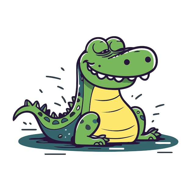 Vecteur illustration vectorielle du crocodile crocodile de dessin animé mignon