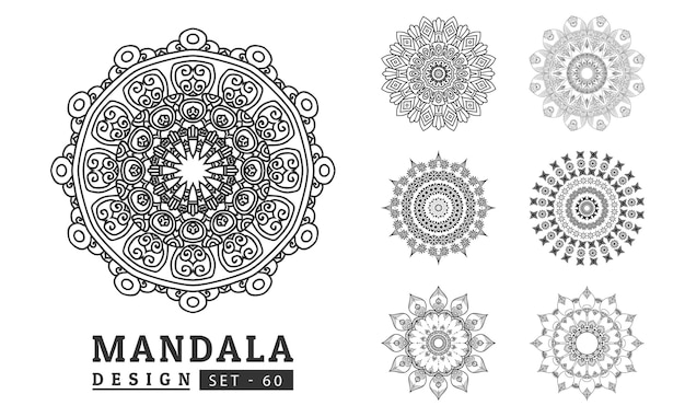 Illustration vectorielle du décor d'arrière-plan du Mandala de fleurs