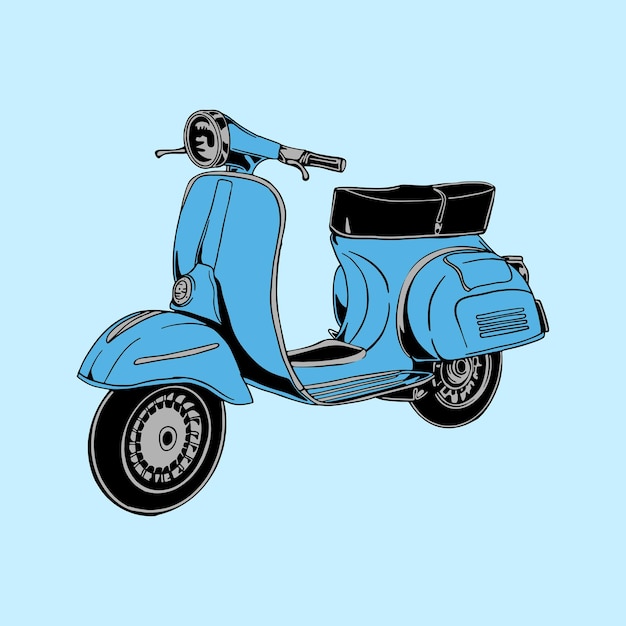 Vecteur illustration vectorielle du design du scooter vintage unique et mignon 2.