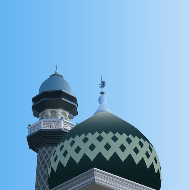 Illustration vectorielle du dôme de la mosquée Jami à Malang en Indonésie