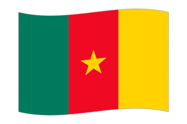 Illustration vectorielle du drapeau du Cameroun agitant le pays