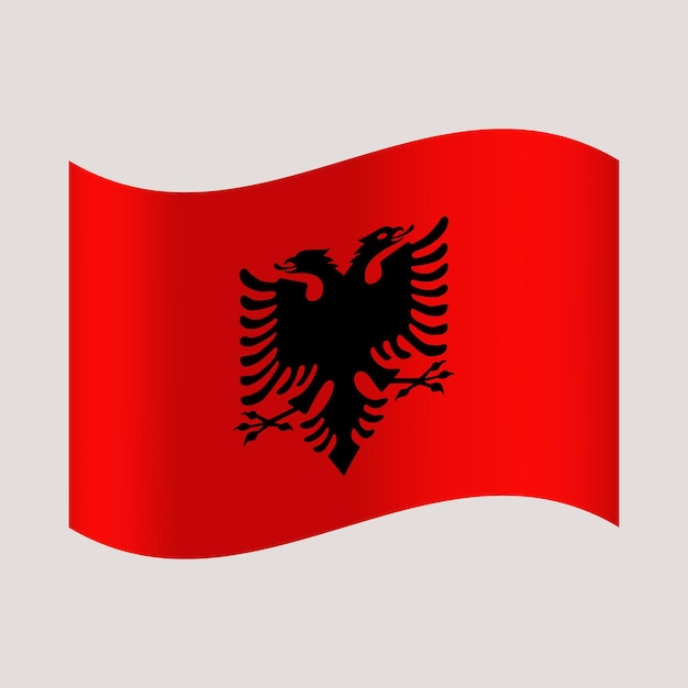 Vecteur illustration vectorielle du drapeau ondulé de l'albanie drapeau national isolé sur un fond clair