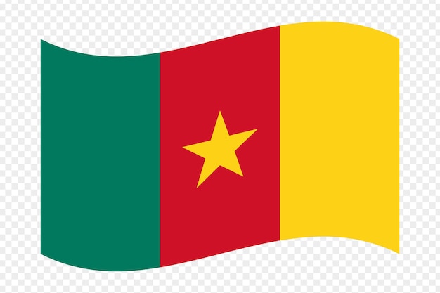 Illustration vectorielle du drapeau ondulé du Cameroun sur un fond transparent