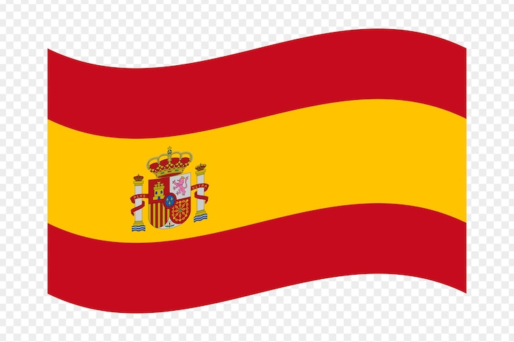 Vecteur illustration vectorielle du drapeau ondulé de l'espagne sur un fond transparent