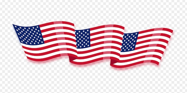 Illustration vectorielle du drapeau ondulé des États-Unis sur un fond transparent