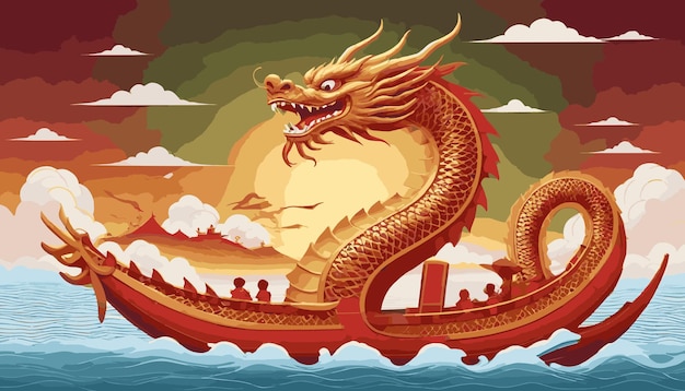 Vecteur illustration vectorielle du festival du bateau dragon