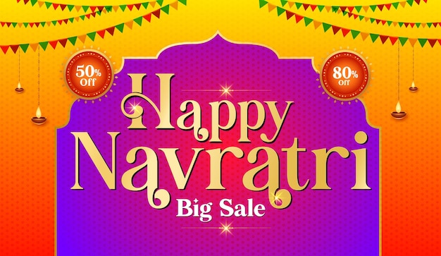 Illustration vectorielle du Festival de Navratri. Happy Navratri, typographie, logo, bannière