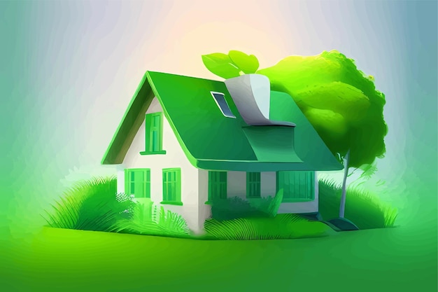 Illustration vectorielle du fond de la nature de la maison verte