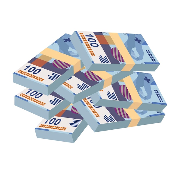 Vecteur illustration vectorielle du franc suisse ensemble d'argent suisse billets de banque papier-monnaie 100 fr