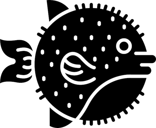 Illustration vectorielle du glyphe solide du poisson-puffant