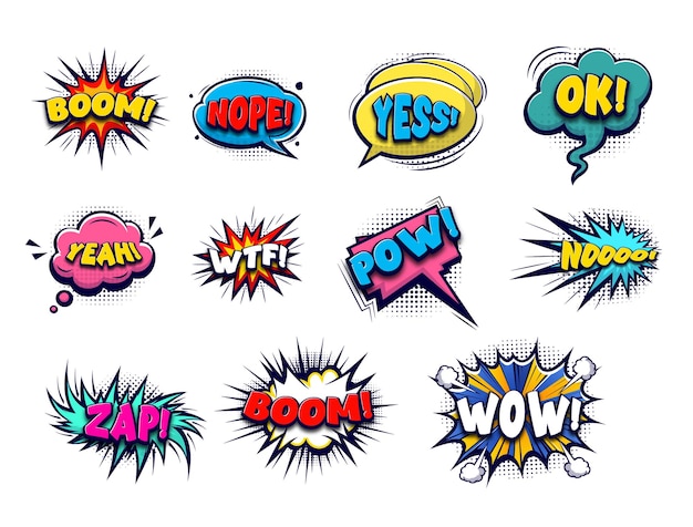 Illustration vectorielle du jeu de bulles de bandes dessinées