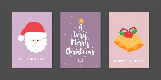 Illustration vectorielle du jeu de cartes de voeux joyeux Noël et bonne année