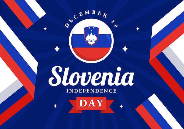 Illustration vectorielle du jour de l'indépendance de la Slovénie le 26 décembre avec motif de fond de drapeau ondulant