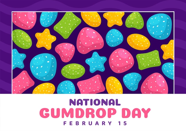 Vecteur illustration vectorielle du jour national des bonbons avec des bonbons délicieux en forme de dôme aux couleurs vives