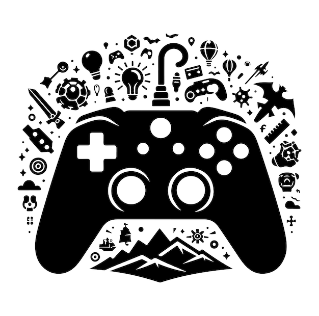 Vecteur illustration vectorielle du logo du jeu en couleur noire
