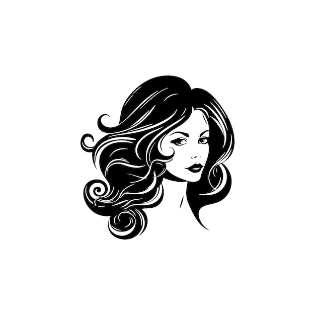 Une illustration vectorielle du logo emblématique de la fille du salon de beauté avec un fond blanc