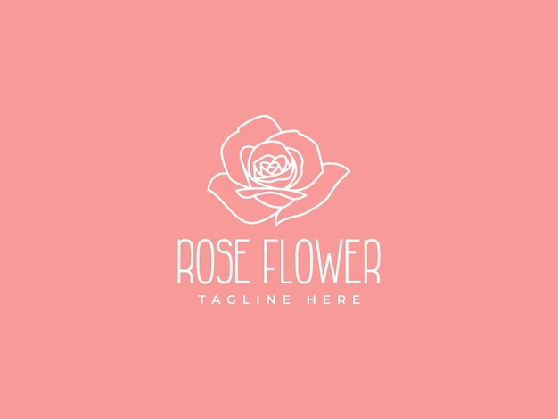 illustration vectorielle du logo de la fleur de rose modèle de logo de la rose à ligne simple