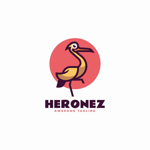 Vecteur illustration vectorielle du logo heron style simple de mascotte