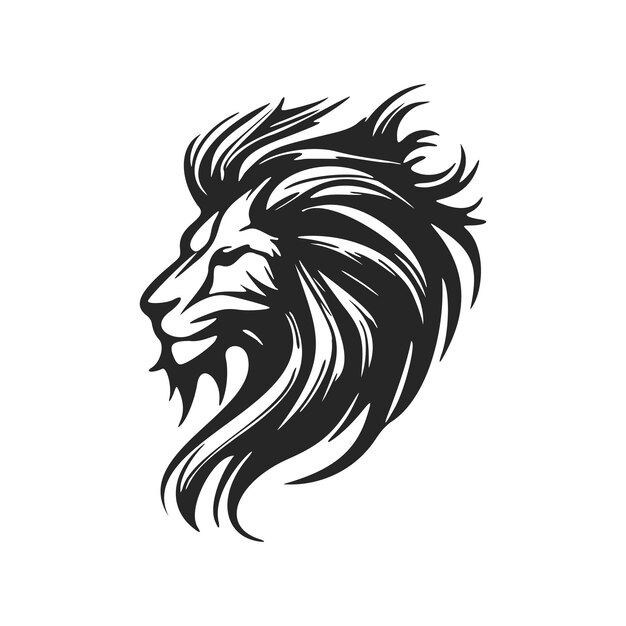 Illustration vectorielle du logo lion noir et blanc à contraste élevé