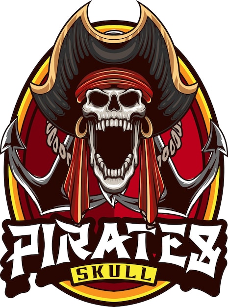 Vecteur illustration vectorielle du logo de la mascotte du crâne de pirate