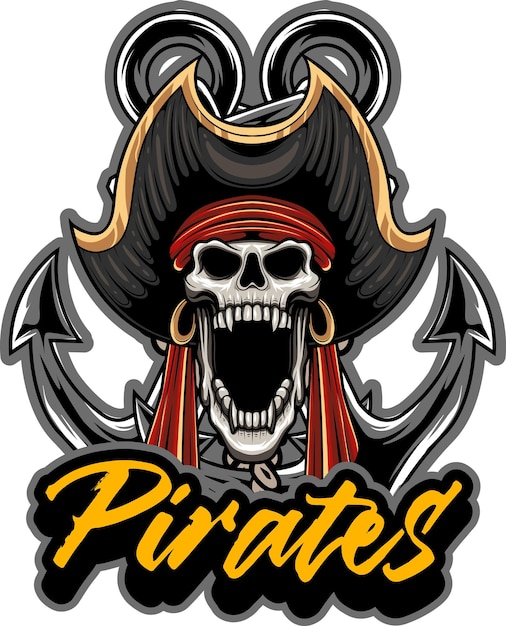 Illustration Vectorielle Du Logo De La Mascotte Du Crâne De Pirate