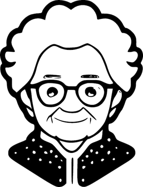 Illustration vectorielle du logo minimaliste et plat de grand-mère