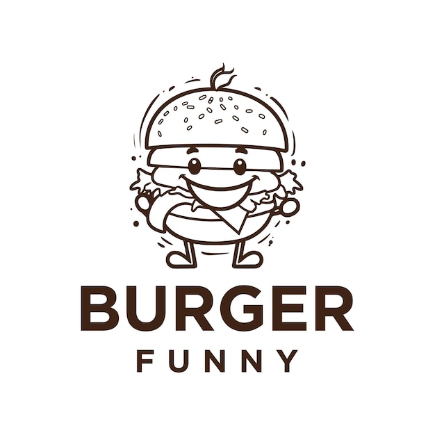 Illustration Vectorielle Du Logo De La Nourriture Et Des Boissons Du Hamburger Mignon