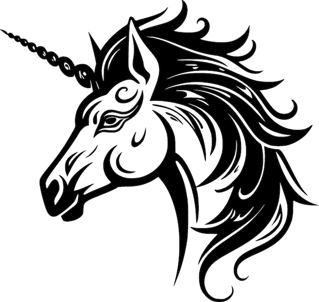 Illustration vectorielle du logo unicorne minimaliste et plat