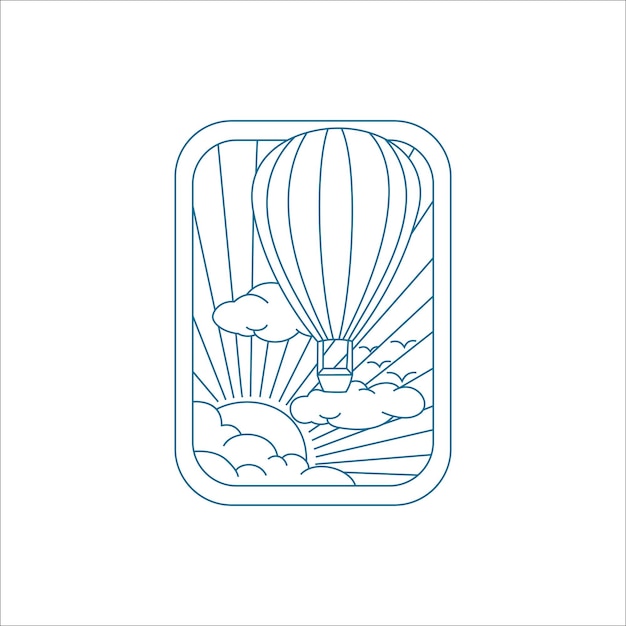 illustration vectorielle du logo de voyage en ligne. concept de voyage en montgolfière