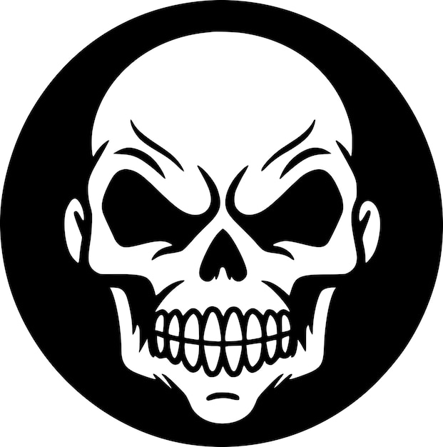 Illustration vectorielle du Minimaliste du crâne et du logo plat