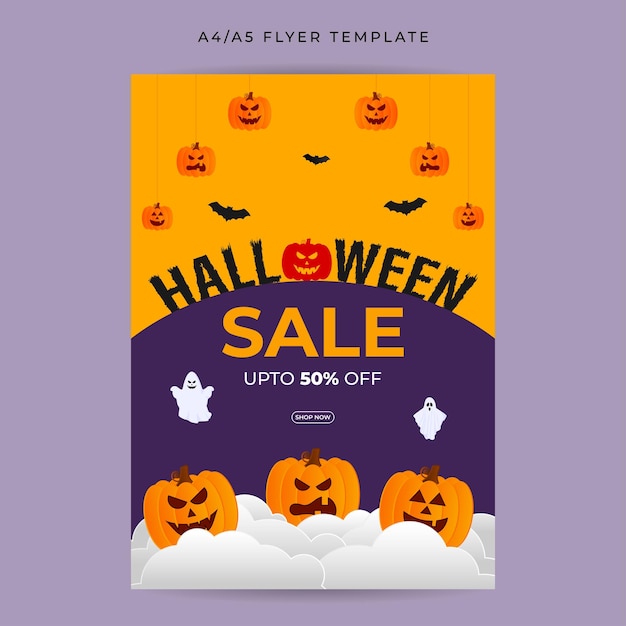 Illustration vectorielle du modèle A4 du flux de médias sociaux de Happy Halloween Sale