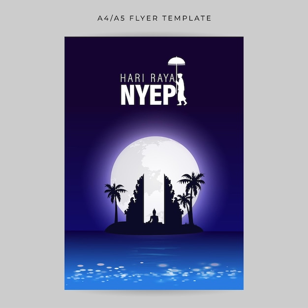 Illustration vectorielle du modèle A4 du flux de médias sociaux de la journée Happy Nyepi