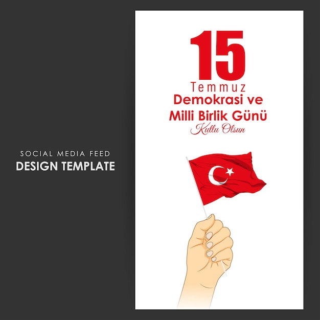 Illustration Vectorielle Du Modèle De Flux D'histoire Des Médias Sociaux De La Journée De La Démocratie Et De L'unité Nationale De La Turquie