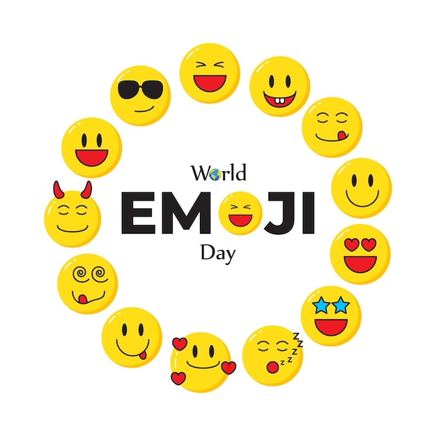 Vecteur illustration vectorielle du modèle de flux d'histoire des médias sociaux de la journée mondiale des emoji du 17 juillet