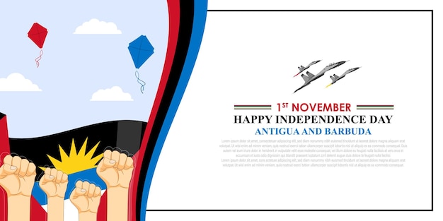 Illustration vectorielle du modèle de flux de médias sociaux du Jour de l'Indépendance d'Antigua-et-Barbuda