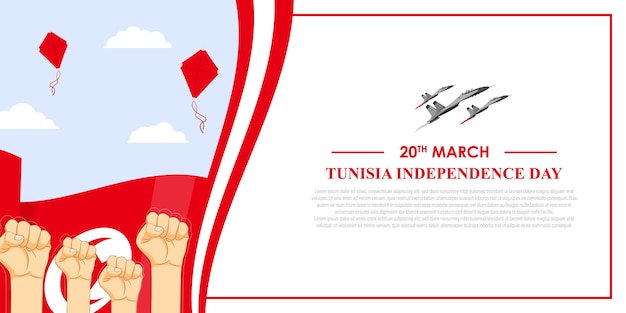 Vecteur illustration vectorielle du modèle de flux de médias sociaux du jour de l'indépendance de la tunisie