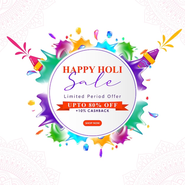 Illustration vectorielle du modèle de flux de médias sociaux de Happy Holi Sale