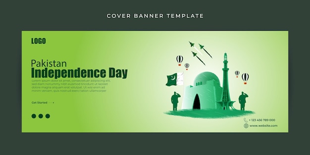 Illustration vectorielle du modèle de maquette de bannière de couverture Facebook Happy Pakistan Independence Day