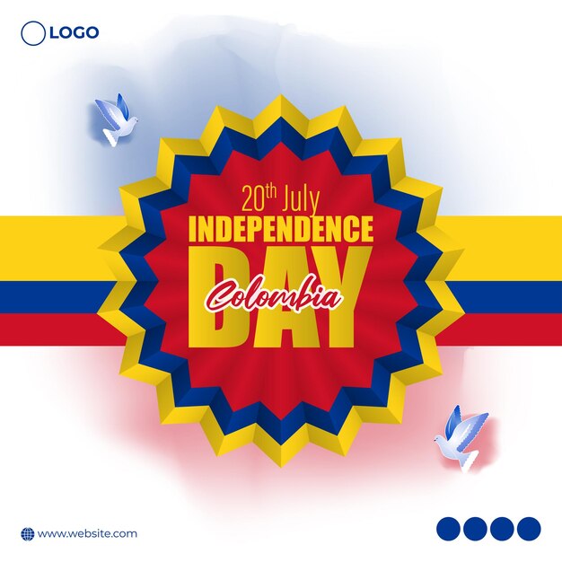 Vecteur illustration vectorielle du modèle de maquette de flux d'histoire de médias sociaux de la fête de l'indépendance de la colombie du 20 juillet