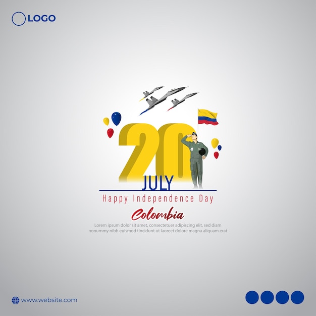 Illustration vectorielle du modèle de maquette de flux d'histoire de médias sociaux de la fête de l'indépendance de la Colombie du 20 juillet